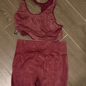 Victoria's Secret Burgundy Seamless Sports Bra & Leggings Set
